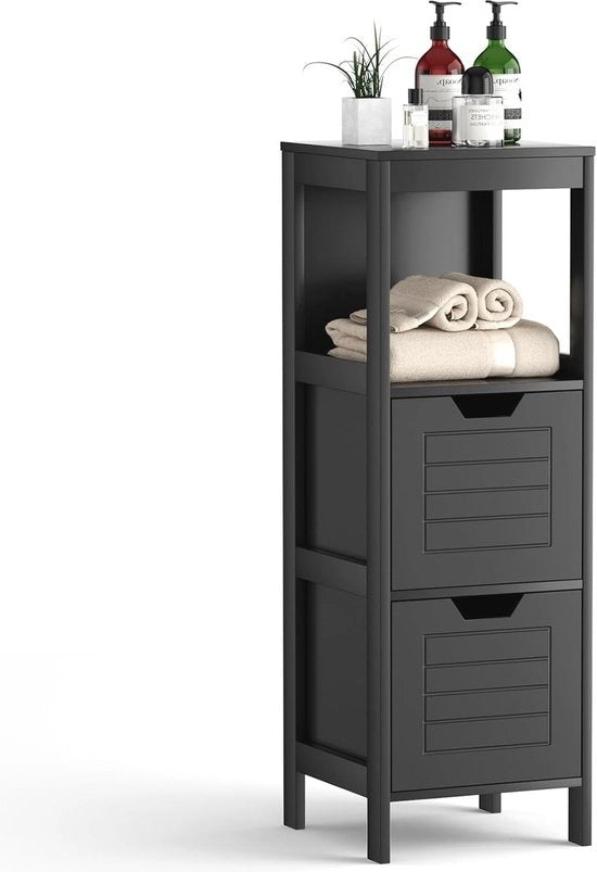 Cassettone per bagno in legno moderno con 2 ante - Compacto nero