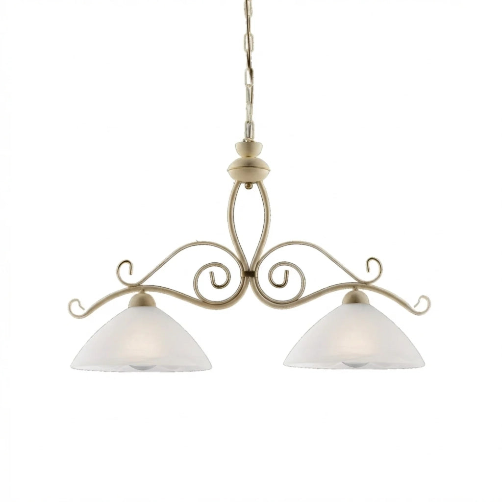 Lampadario Rustico Faraone 2 Luci Avorio e Bianco LuceArt Classic
