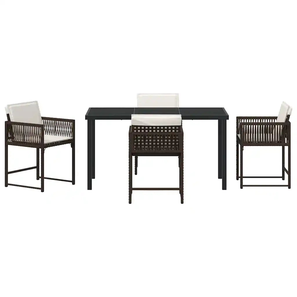 Set da Pranzo per Giardino 5 pcs Marrone polyrattan 3380754