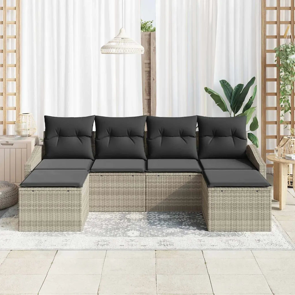 Set di divani con cuscino 6 pcs Grigio chiaro polyrattan 3346832