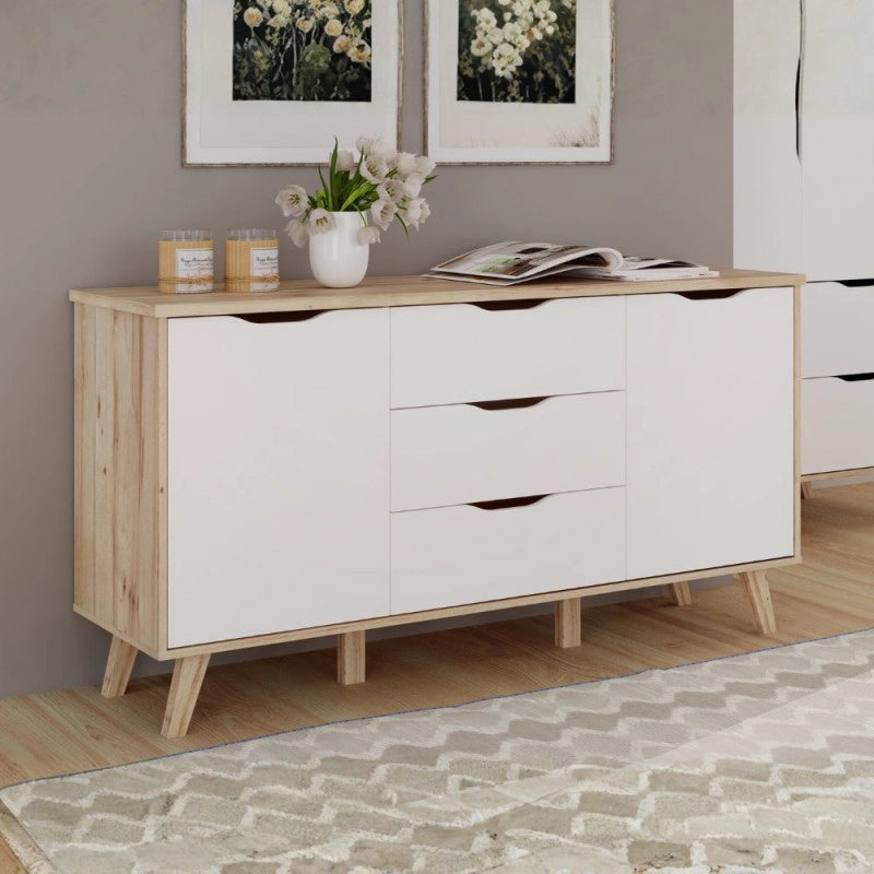 Madia Axis 2 ante e 3 cassetti struttura rovere e frontali bianchi