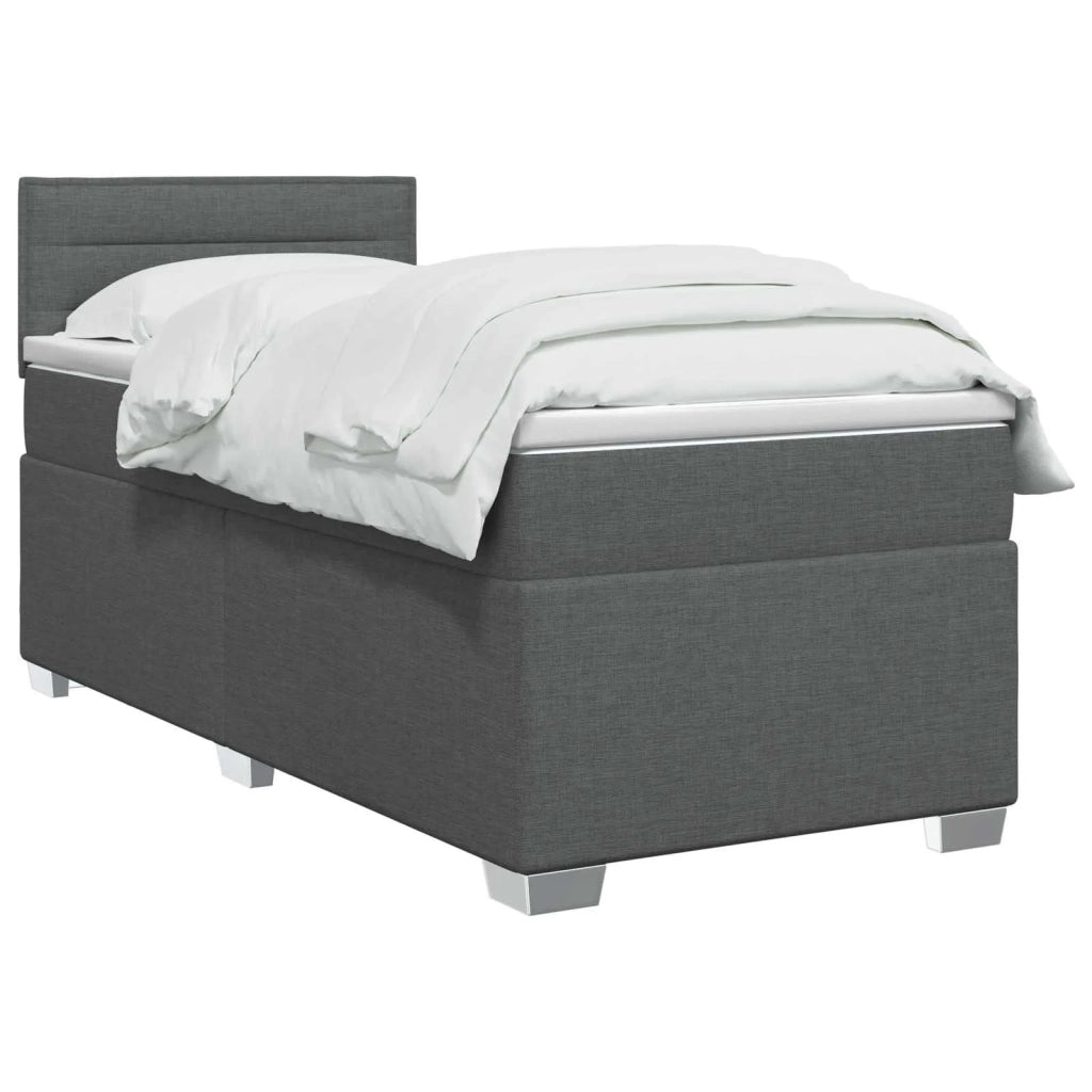 Letto con Box Spring, Materasso e LED Grigio Scuro 90 x 200 cm 3451848