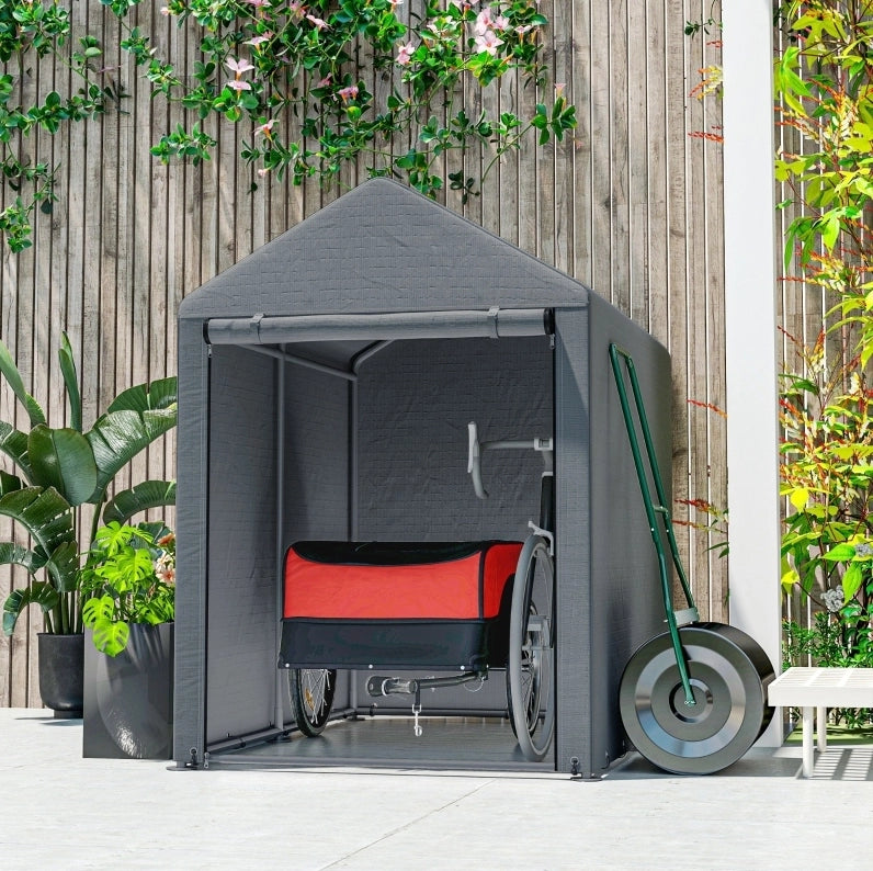 Capanno da giardino in acciaio zincato 120x179x165 cm; grigio scuro
