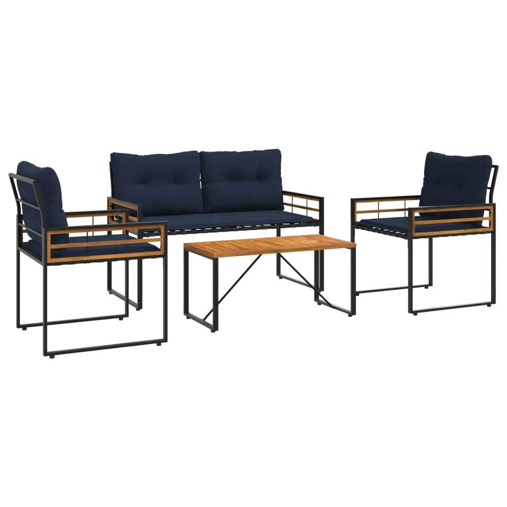 Set di Mobili da Esterno con cuscino 4 pz | Set Salotto da Giardino Navy