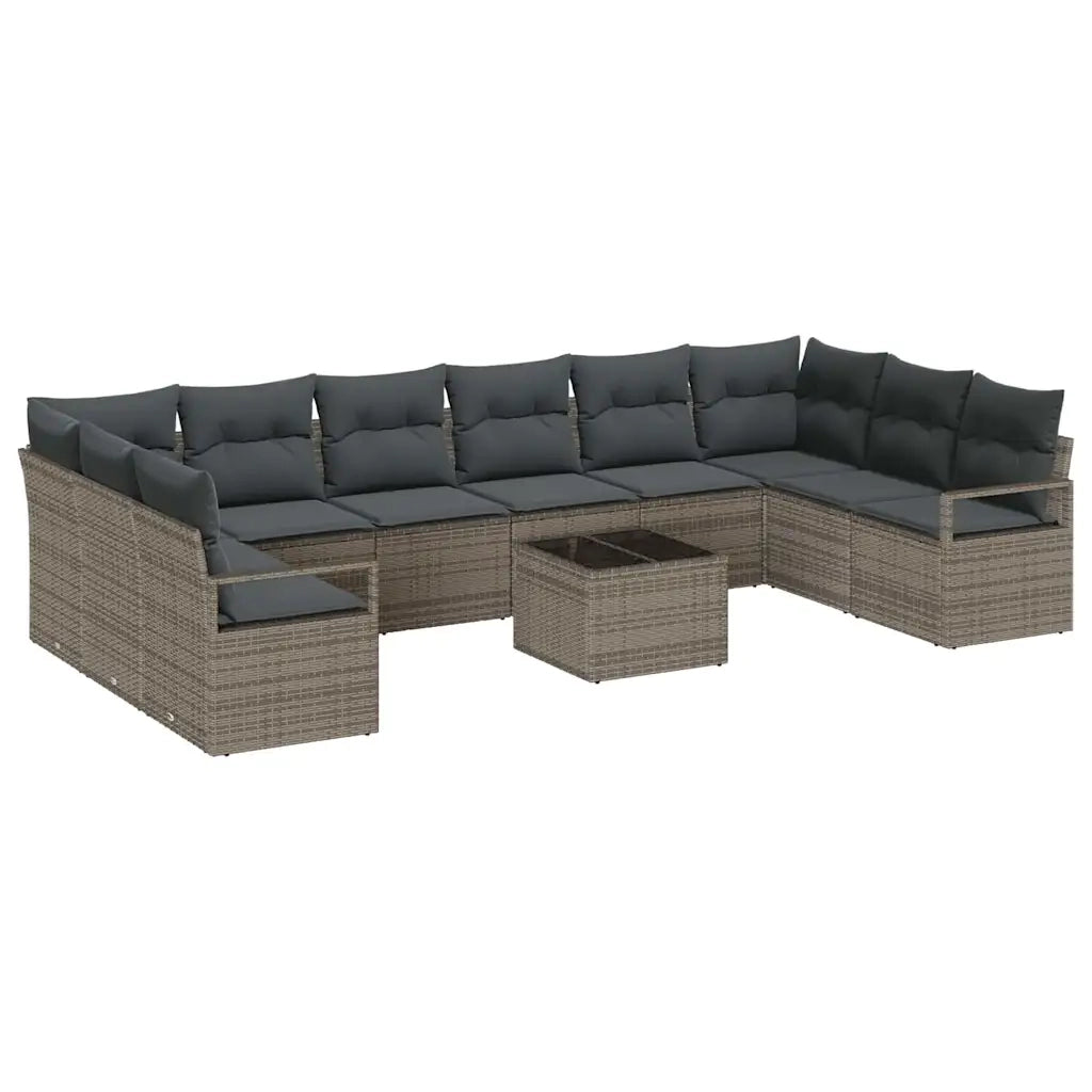 Set di divani con cuscino 11 pcs Grigio polyrattan