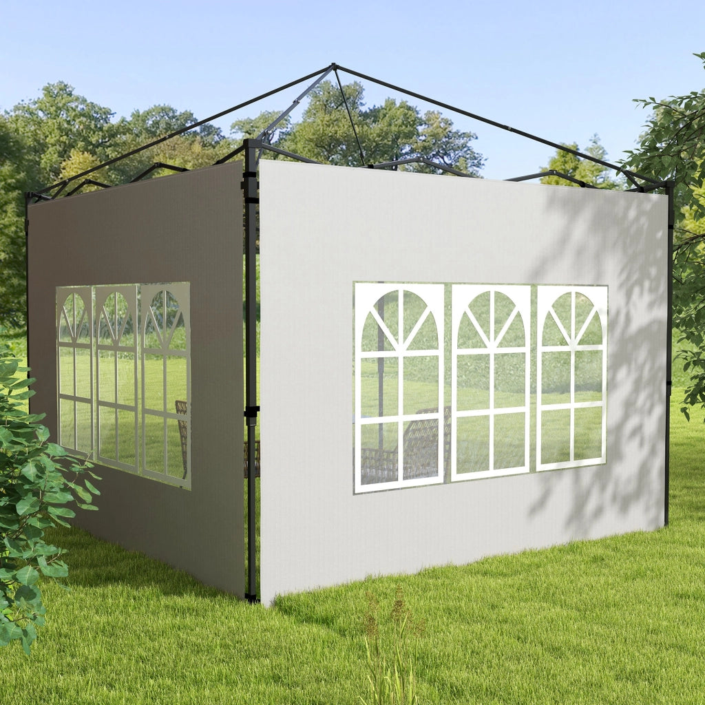 Set 2 Pareti Laterali per Gazebo con Finestre ¨C Xylo ¨C PE Bianco 293x193 cm