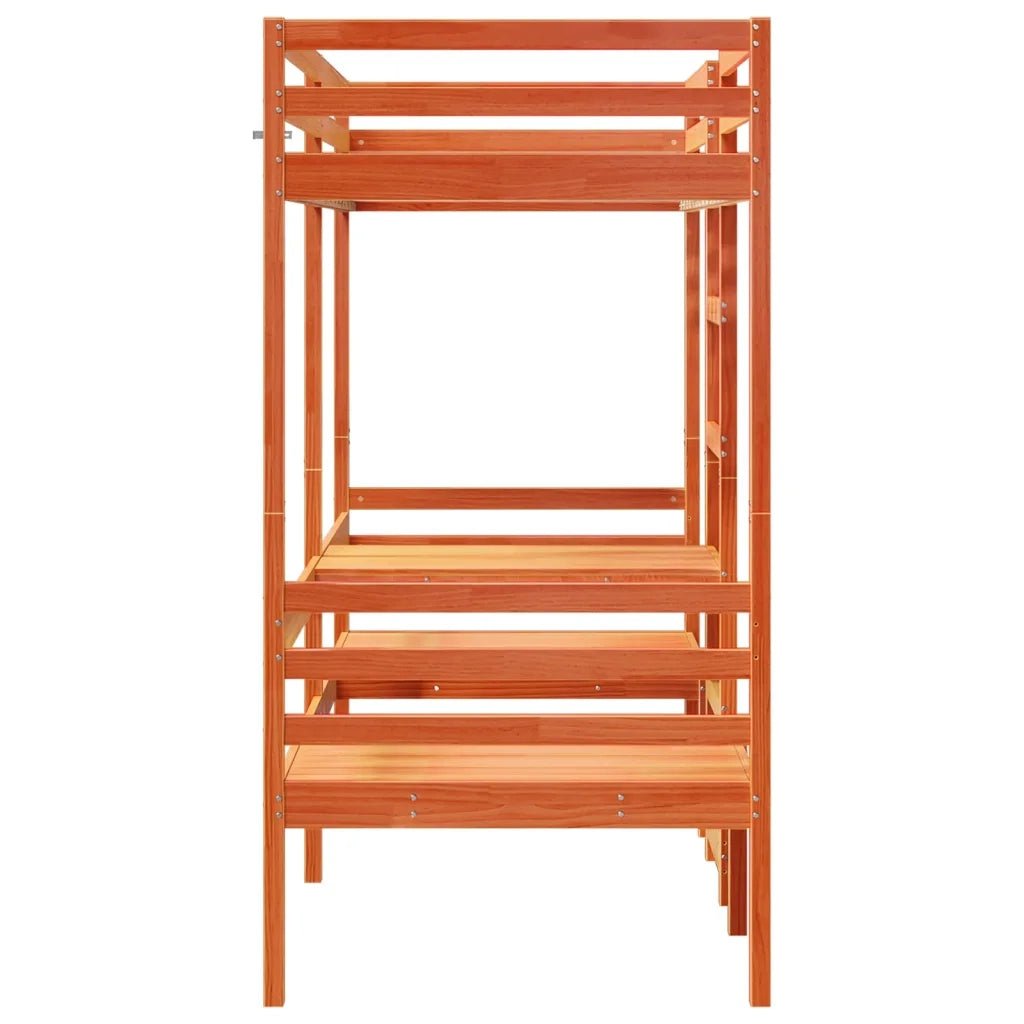 Giroletto Soppalco Scrivania e Sedie Marrone Cera 75x190cm Pino 3308564