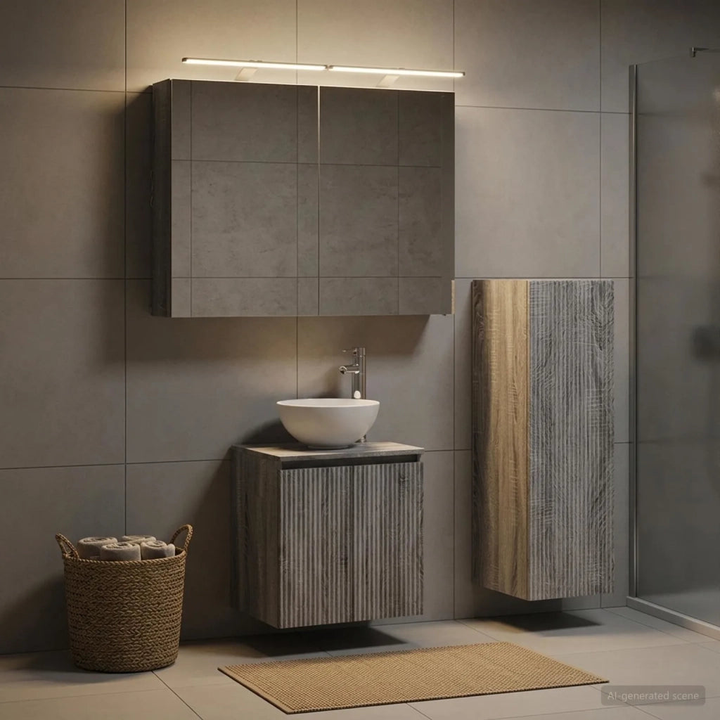 Set di mobili per il bagno 4 pz Sonoma grigio 3407412