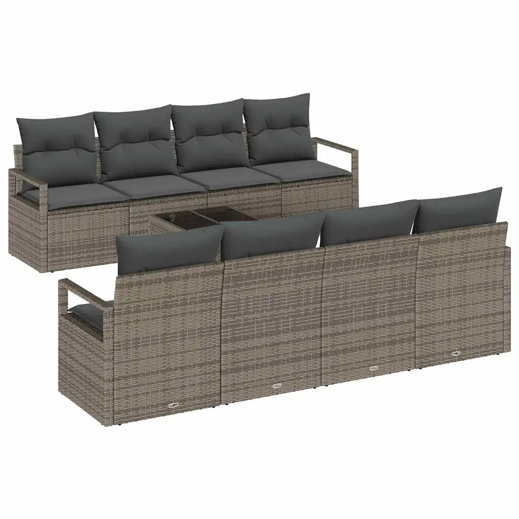 Set di divani con cuscino 7 pcs Grigio polyrattan