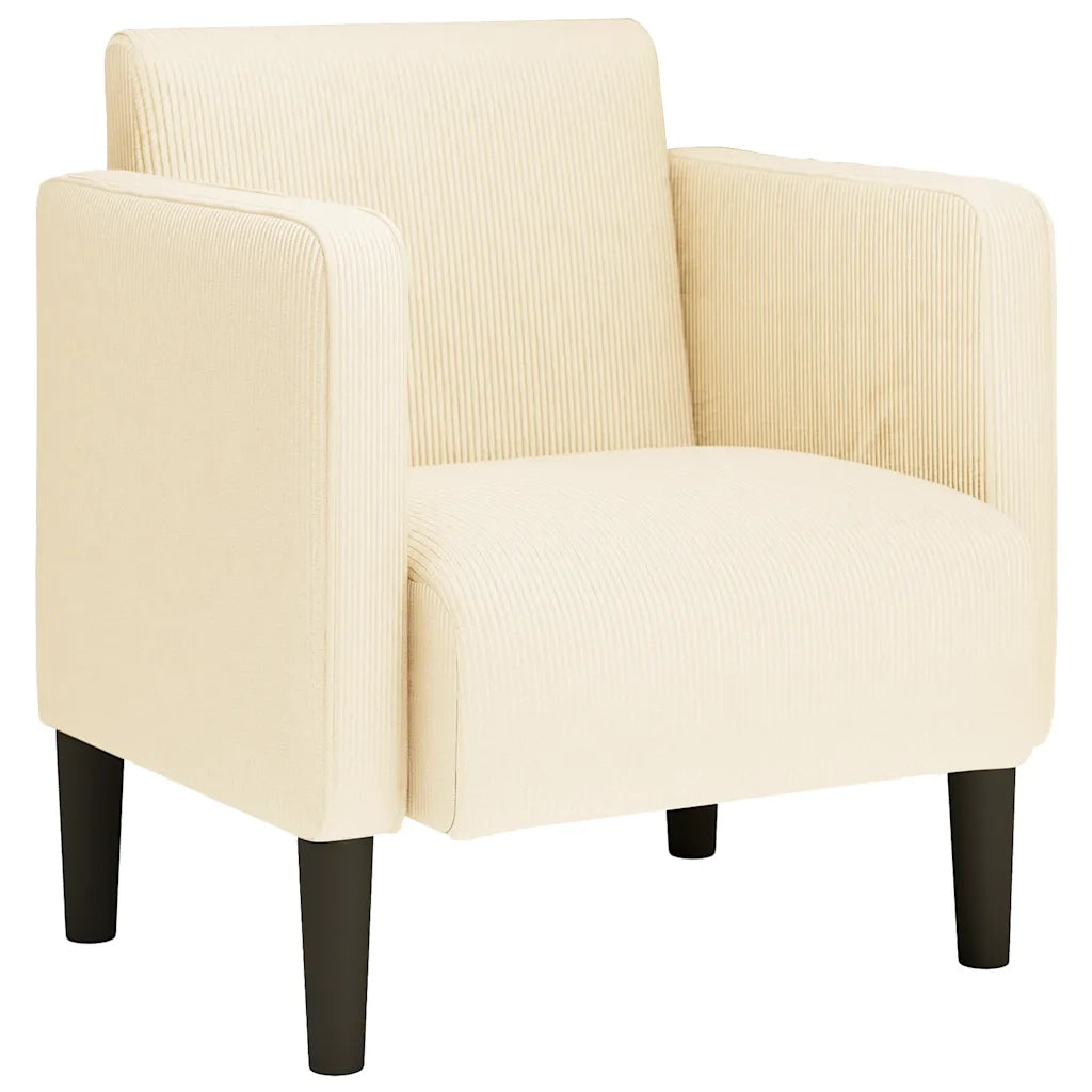 Divano Poltrona | Sedia con Braccioli Crema 54 cm Tessuto a Coste