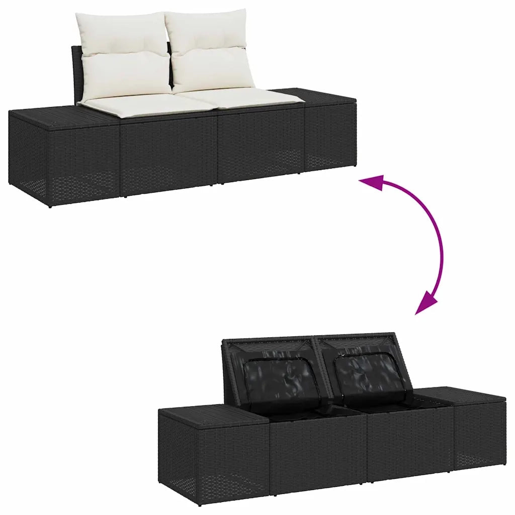 Set Divano da Giardino 4 pcs Nero e Crema polyrattan 3355706