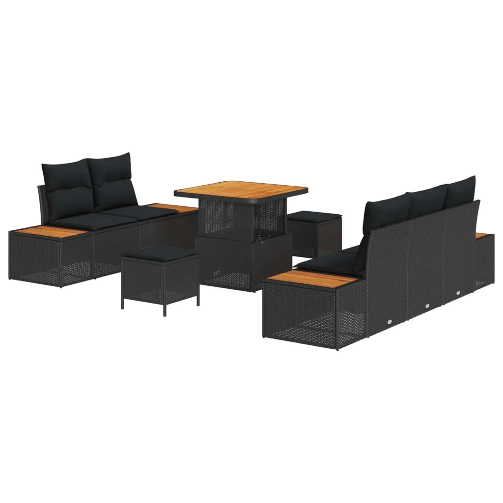 Set Divano da Giardino 8 pcs Nero polyrattan 3362854