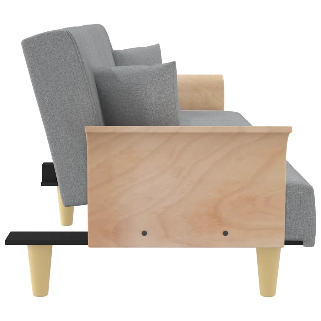 Divano Letto con Braccioli-Sofa Letto-Daybed Grigio Chiaro in Tessuto