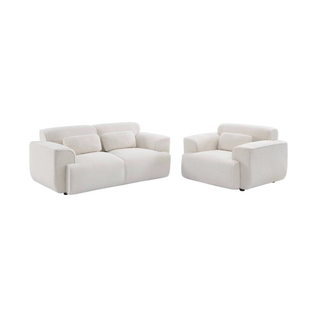 Poltrona 1 posto tessuto bouclé, crema