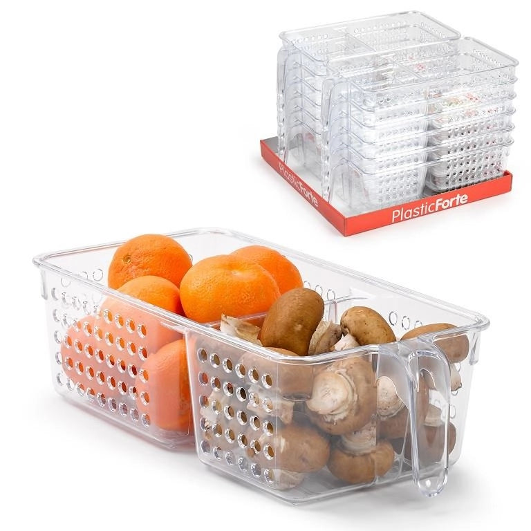 Contenitore Organizer per Frigo 2 Scomparti 15,5 x 30 x 9 cm