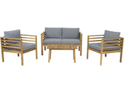 Set di mobili da giardino in legno con cuscini "Beckham" - 4 posti - Grigio