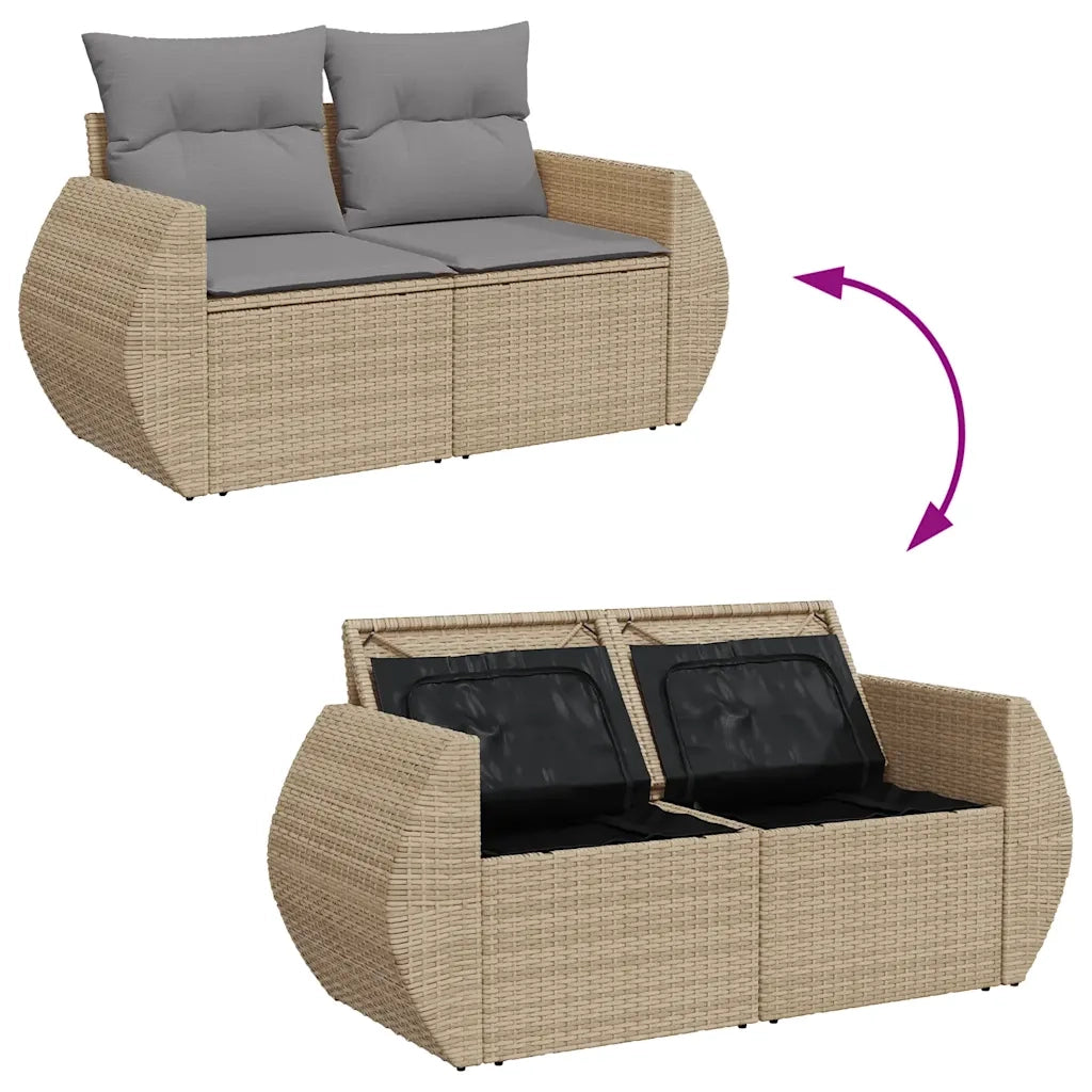 Set Divano da Giardino 8 pz con Cuscini Beige in Polyrattan 3327293