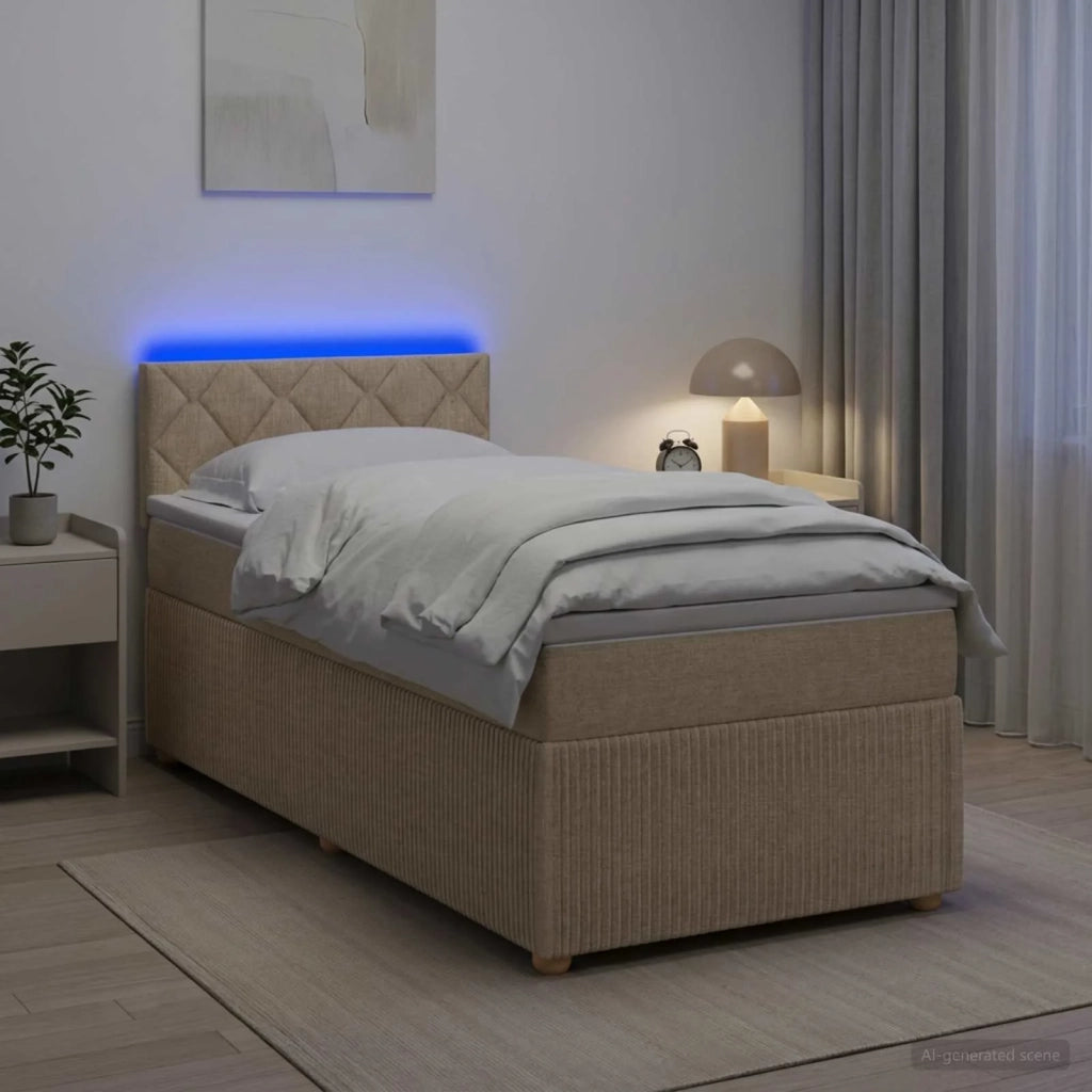 Letto box spring con materasso Crema 80 x 200 cm Tessuto 3452811