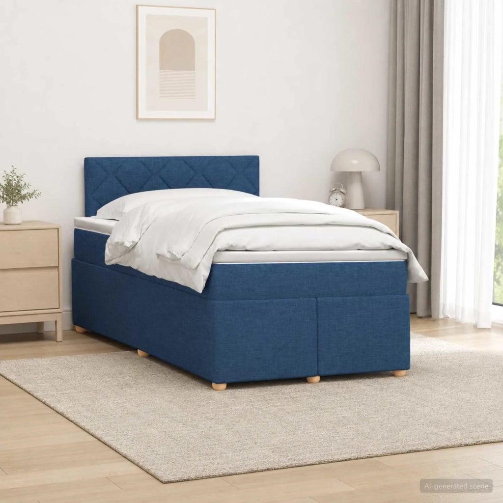 Letto box spring con materasso Blu 120 x 190 cm Tessuto 3450922