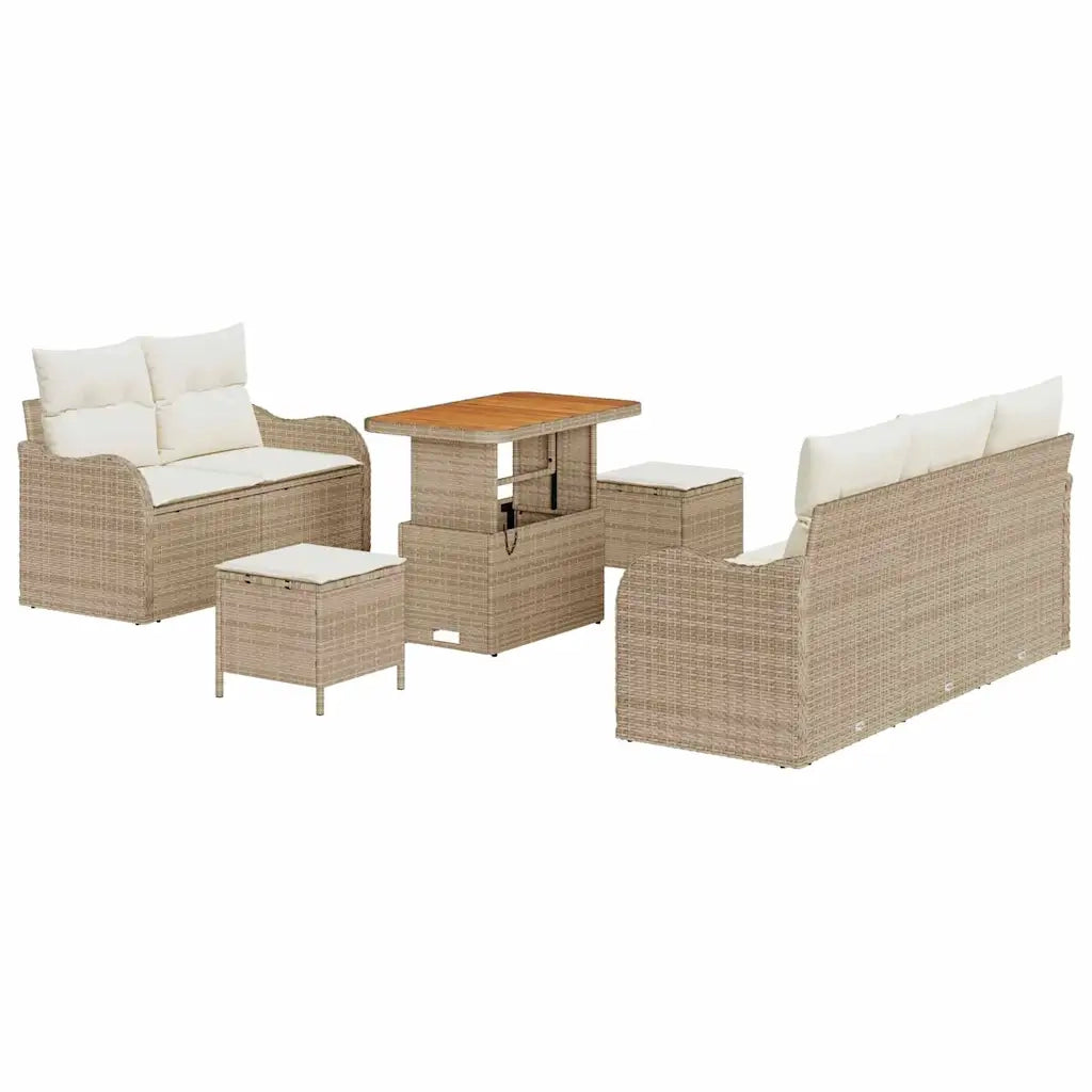 Set Divano da Giardino con cuscino 8 pcs Beige polyrattan 3362211