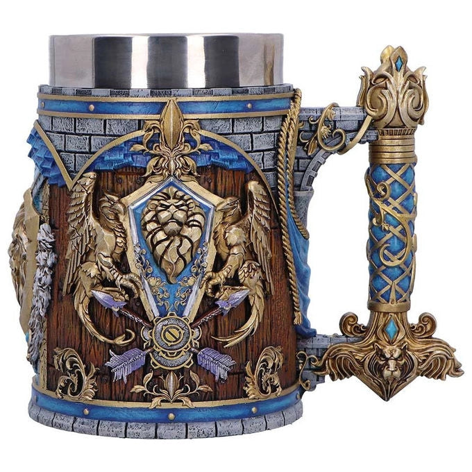 Nemesis Now B7323A26 World of Warcraft Alliance Tankard Boccale Decorativo in Resina con Inserto Acciaio Inox colore Multicolore