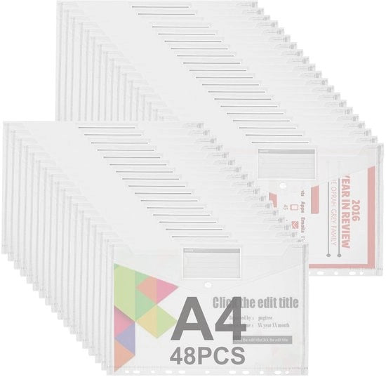 Documentario A4 48 posizioni con chiusura a vite per archiviazione documenti con vista trasparente e raccordo a 11 giri per mappe A4