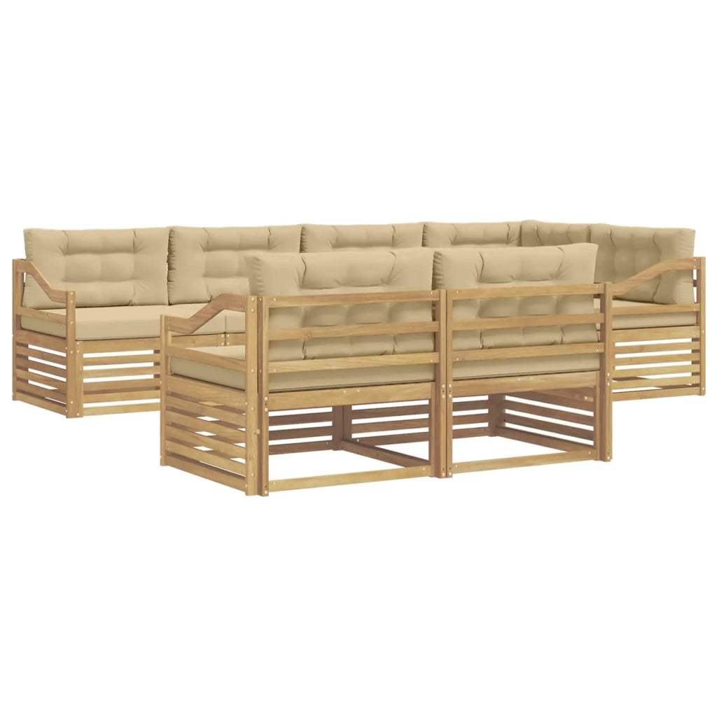 Set di divani da esterno 7 pz Bianco e Beige Poliestere 3390663