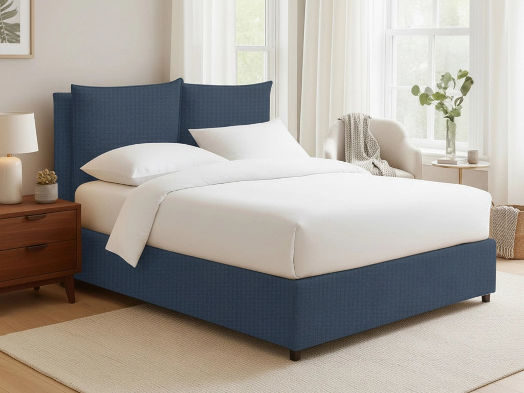 Liskeard, Letto Matrimoniale Sfoderabile Made in Italy, blu