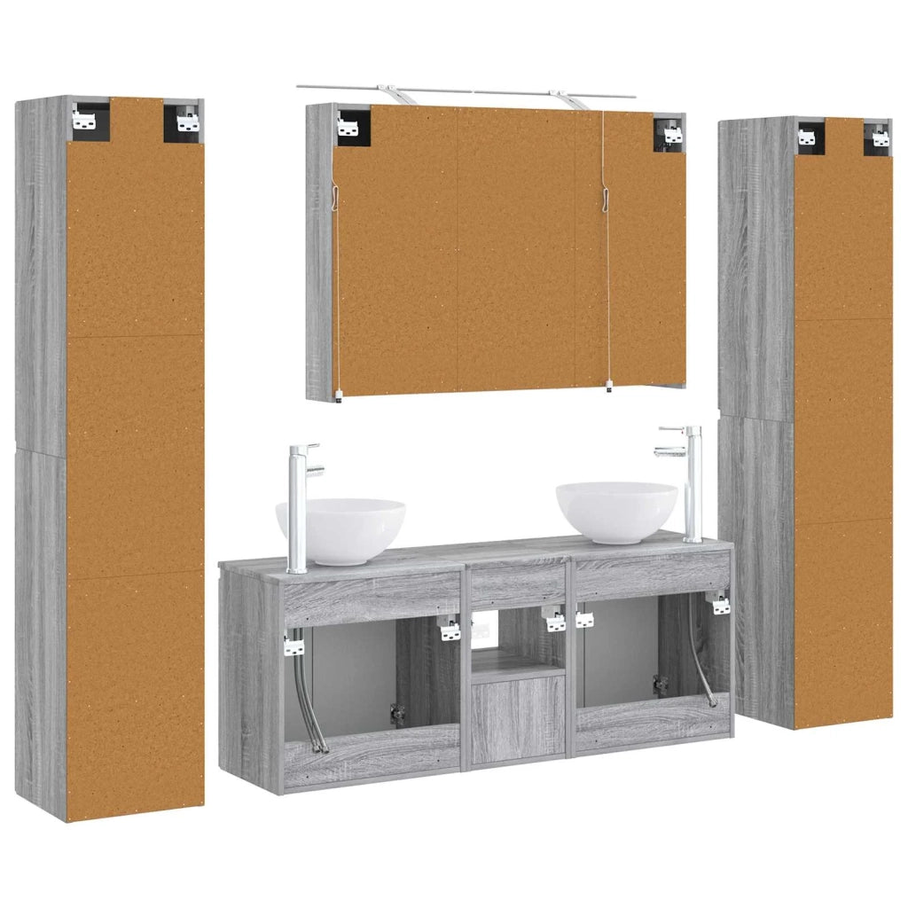 Set di mobili per il bagno 6 pz Sonoma grigio 3407212