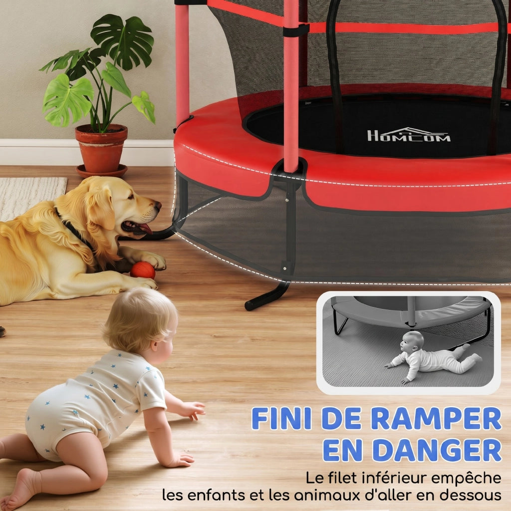 Trampolino per Bambini con Rete di Sicurezza ¨C Minimal ¨C Rosso ? 163x190 cm