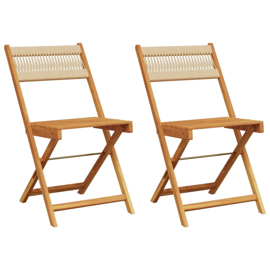 Sedie Bistrò 2pz Beige in Legno Massello di Acacia e Corda 367680
