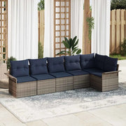 Set Divano da Giardino con cuscino 6 pcs Grigio polyrattan 3345385