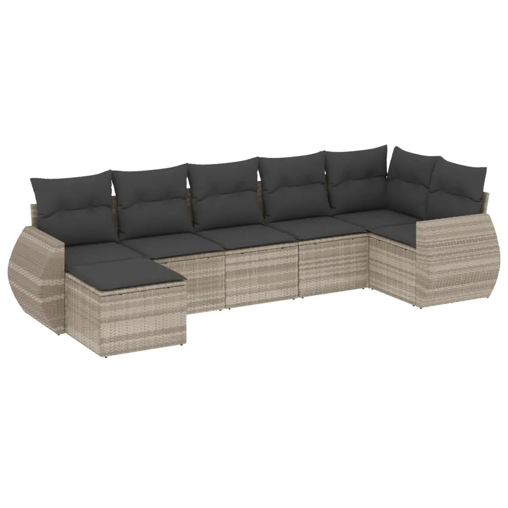 Set Divani da Giardino 7pz con Cuscini Grigio Chiaro Polyrattan 3254019