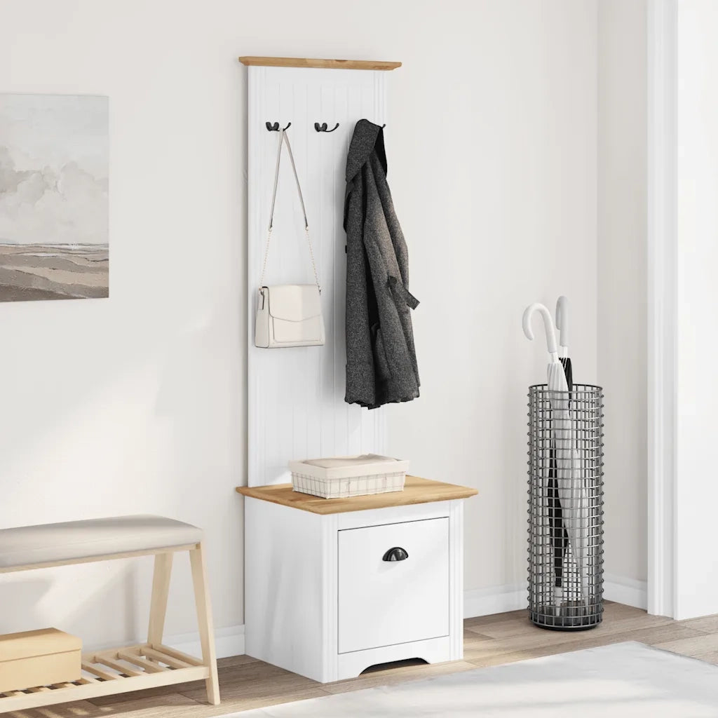 Mobile da Ingresso con Ganci BODO Bianco e Marrone 50x40x157 cm 4016873