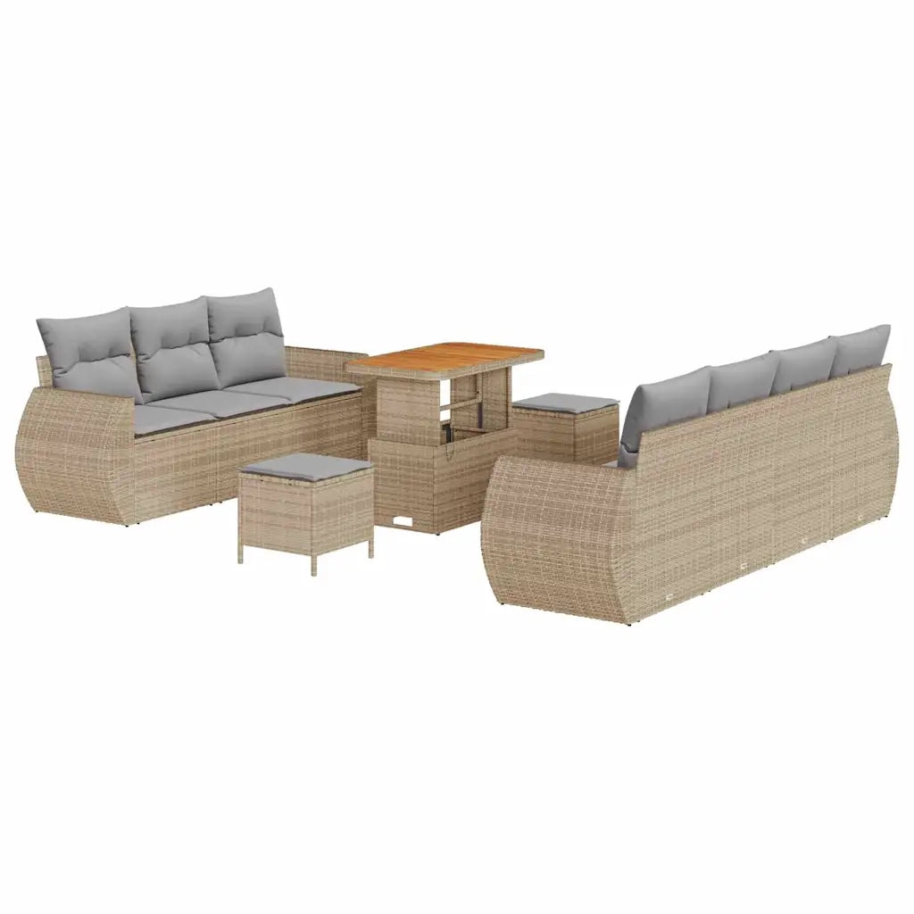 Set Divano da Giardino 10 pcs Beige e Grigio Chiaro polyrattan 3363792