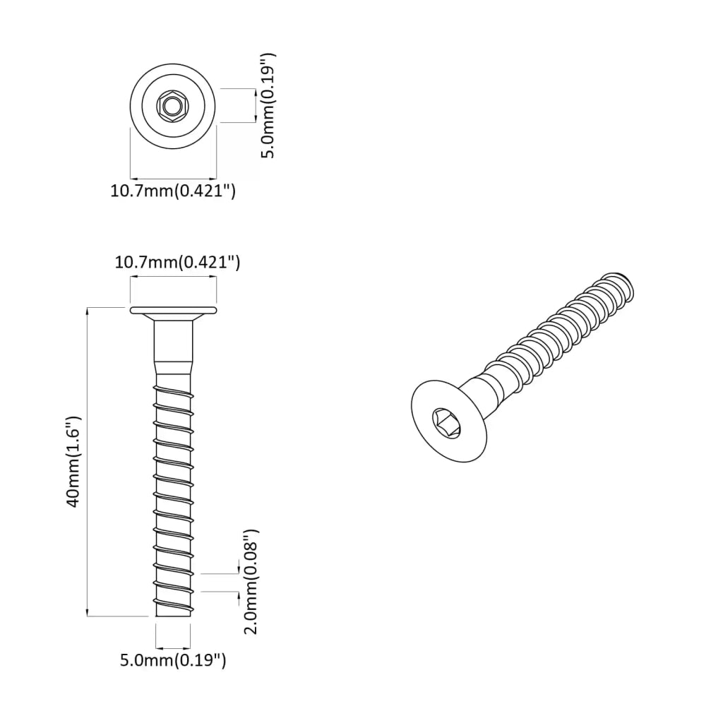Viti confermat 2 pcs Argento Ø5 x 40 mm Metallo 864376