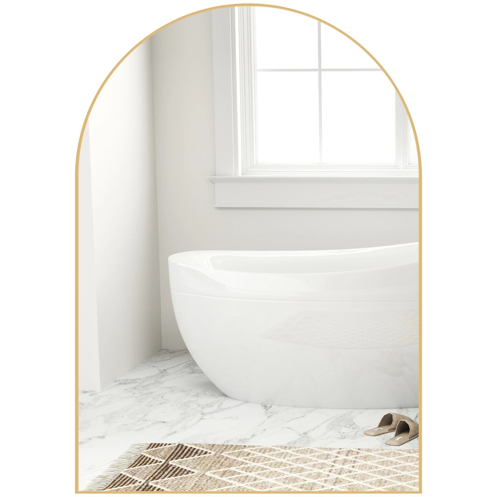 Specchio da Bagno con Cornice in Alluminio ¨C Minimal ¨C Oro 50x70 cm