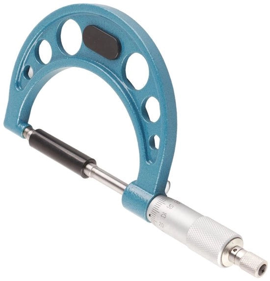 Micrometro per misurazioni all'aperto alta precisione - Acciaio inossidabile - Misura della spessore - Portata di misura 50-75 mm - Scali chiari - Progetto portatile - Micrometro