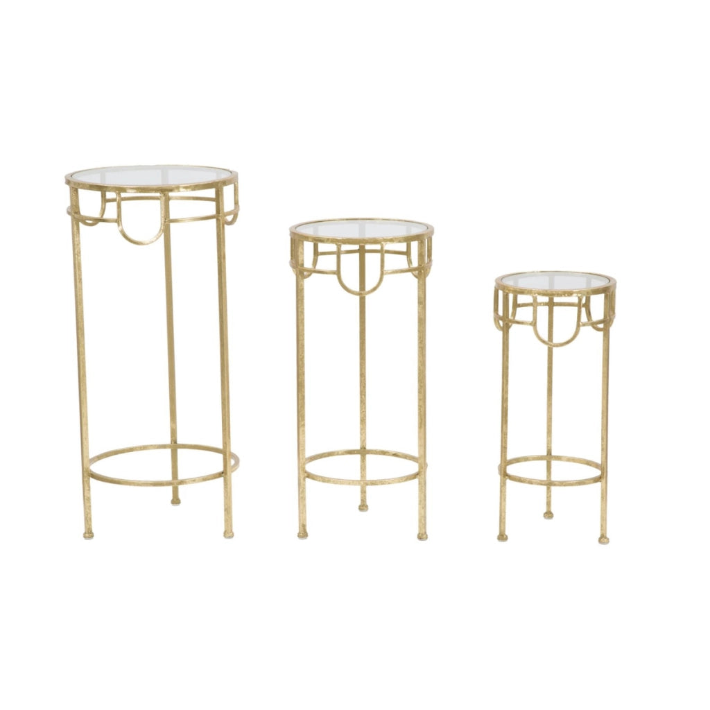 Set di Tavolini VKH428, Oro, Metallo, 33x33x70 cm