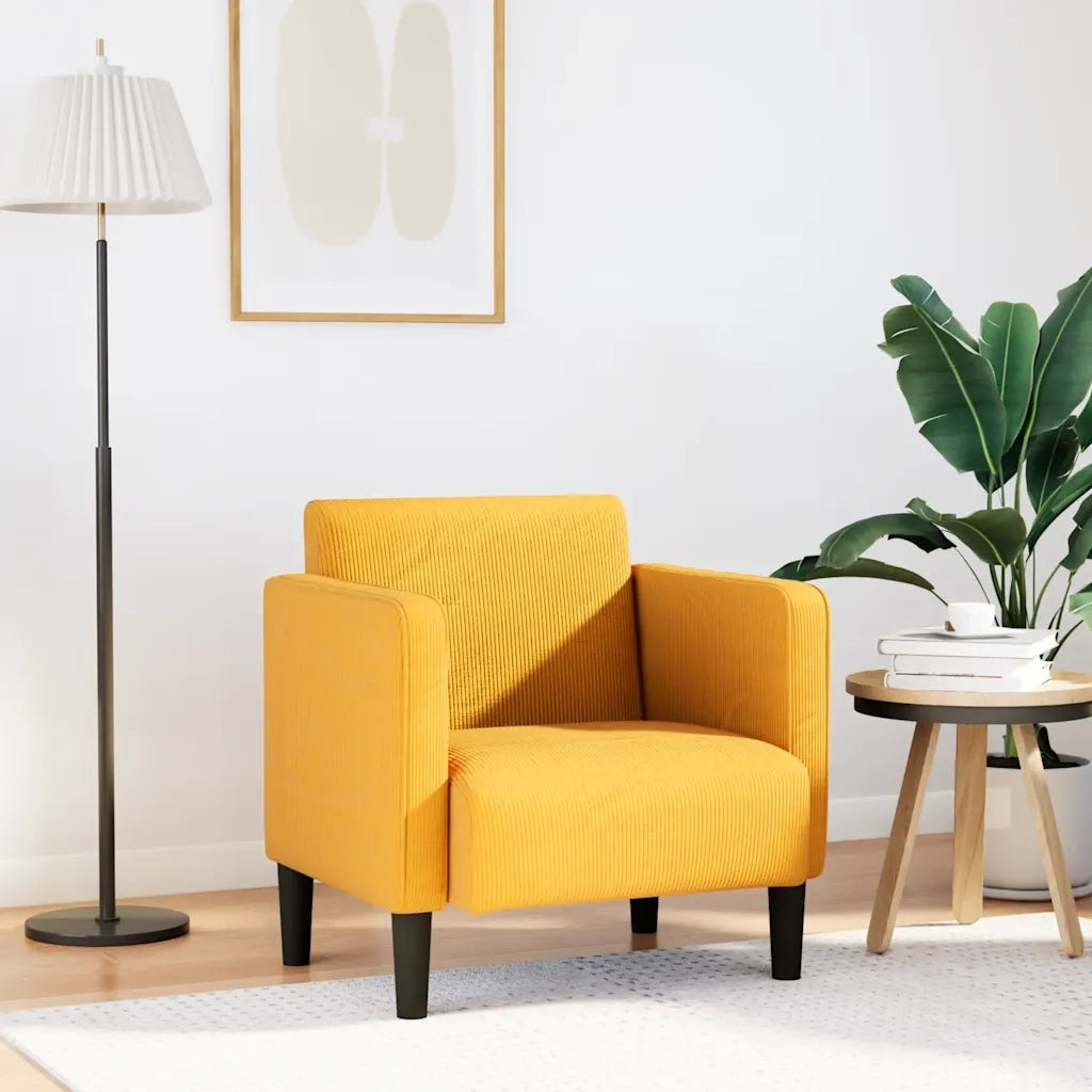 Divano Sedia con Braccioli Giallo Chiaro 54 cm Tessuto a Coste 4100521