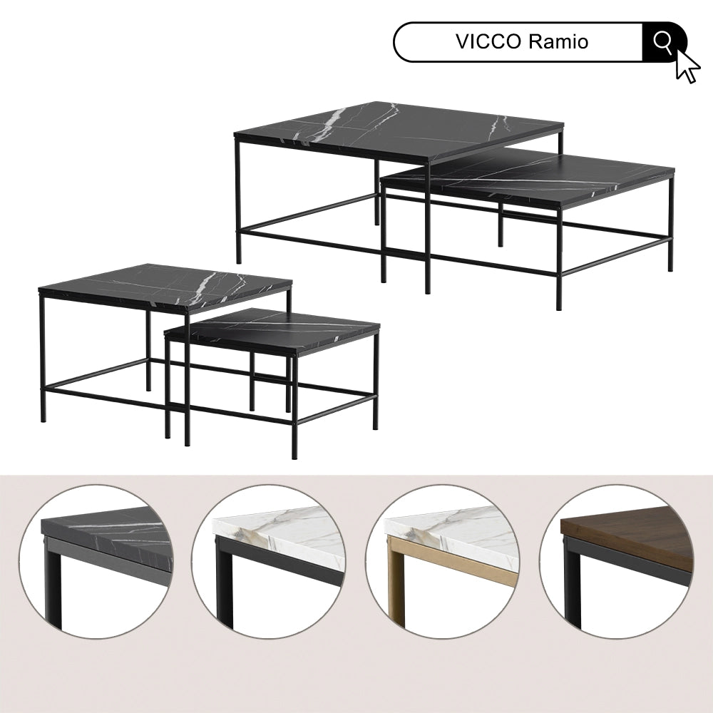 Vicco Tavolino da divano Rovere rustico 80 x 80 cm 2 parti