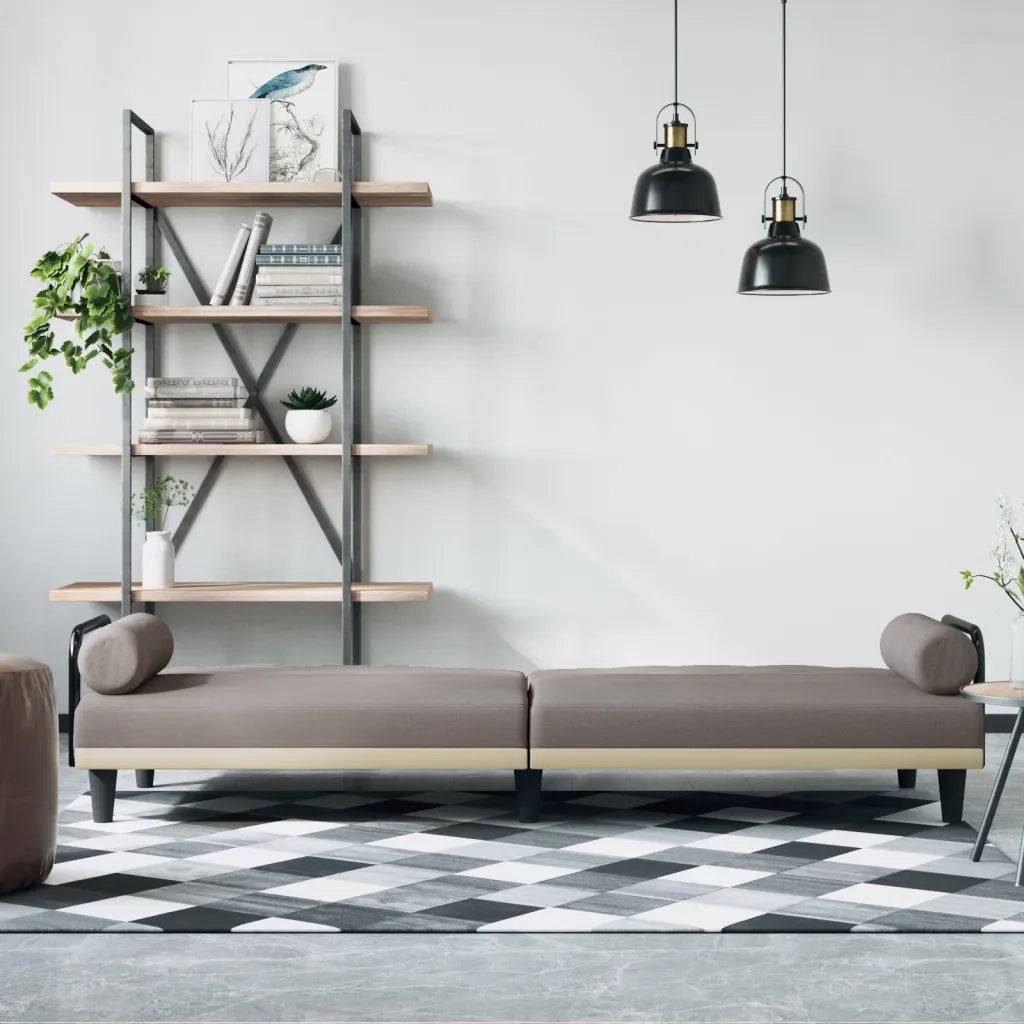 Divano Letto con Braccioli Tortora in Tessuto 351936