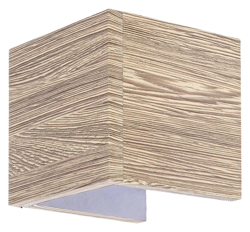 Applique cubo legno LED 7W rovere bianco Cinnamon Rabalux