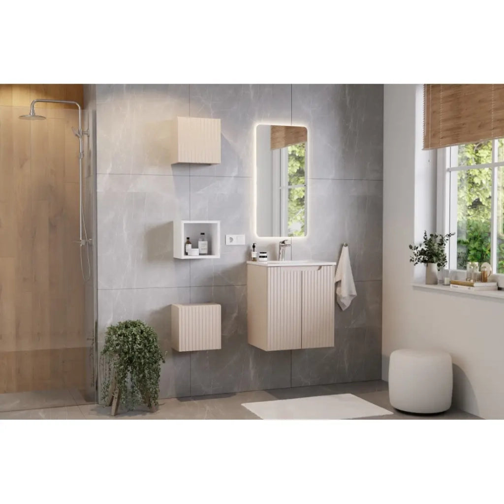 Mobile da bagno VANO - 1 porta - Marrone congo - L30 × P30 × H18 cm - Da appendere