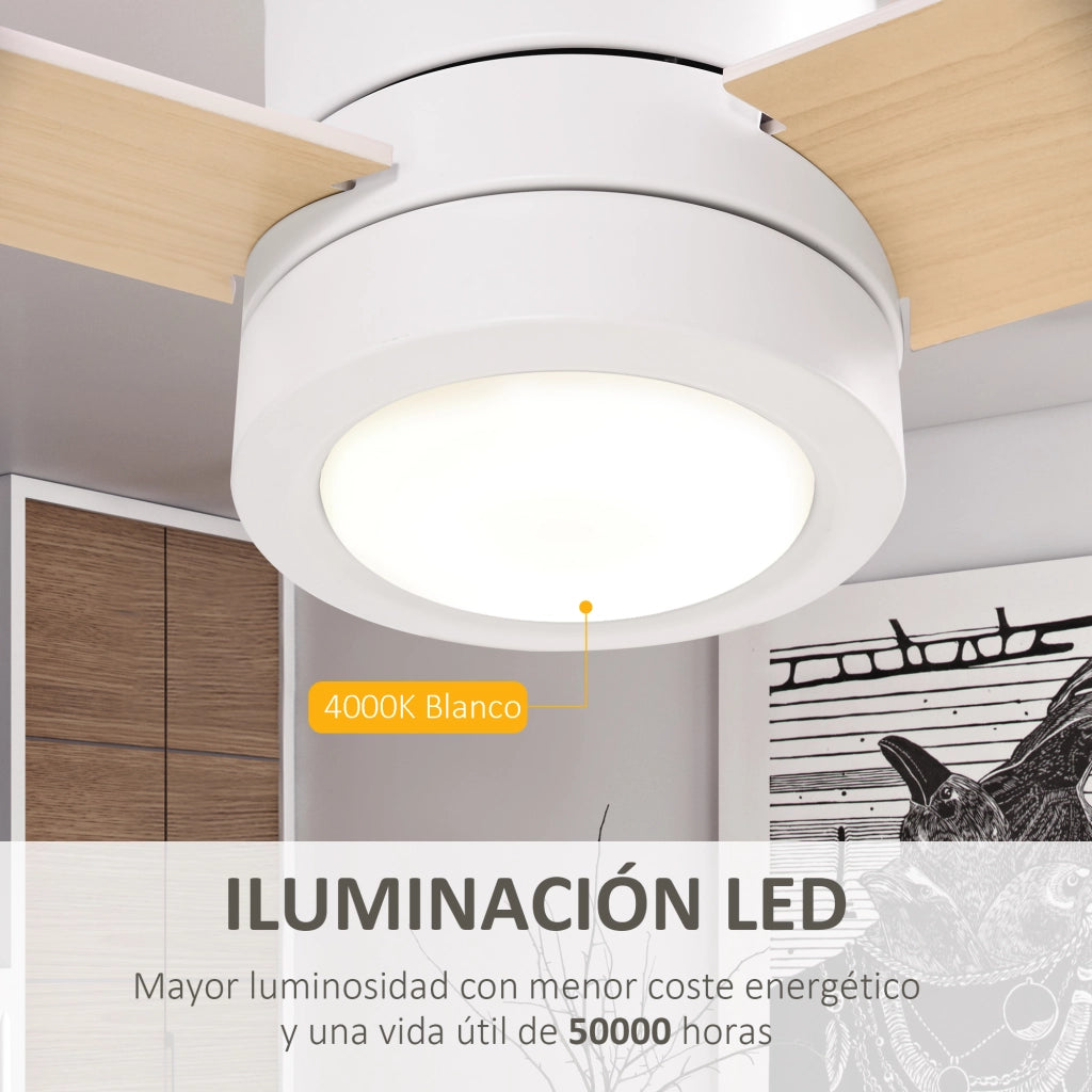 Ventilatore a Soffitto con Luce LED ¨C Minimal ¨C Bianco ?112x25 cm 48W