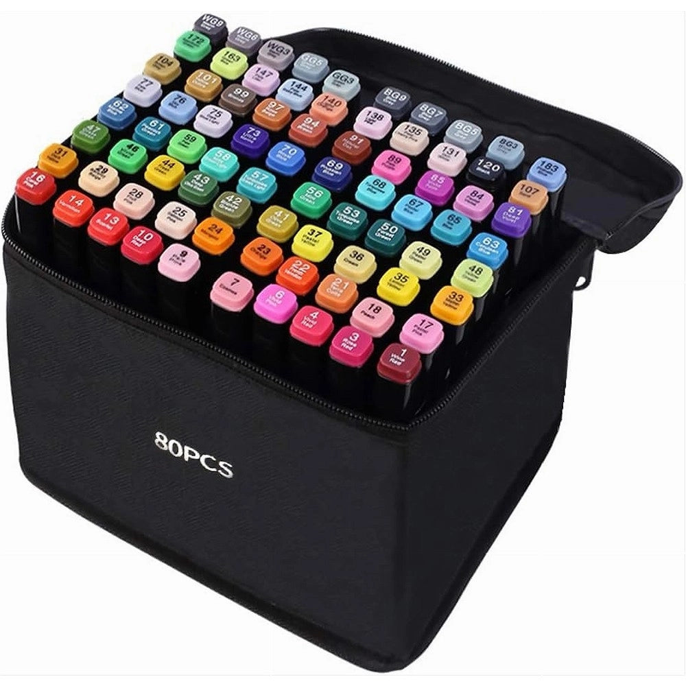 Trade Shop - Set Di 80 Pennarelli Colorati Per Graffiti Con Custodia Campo Di Marcatura -