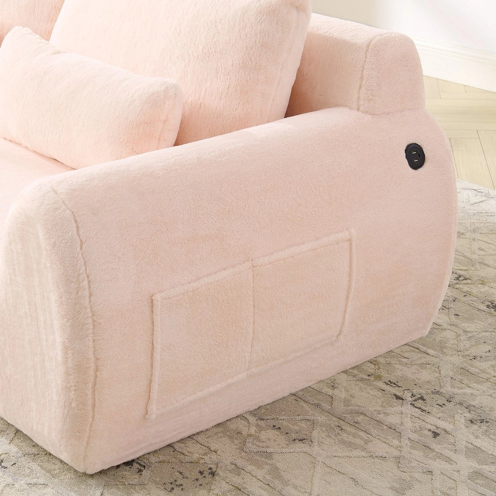 Divano 2 posti - Zephmum- Peluche morbido, USB, tasca laterale