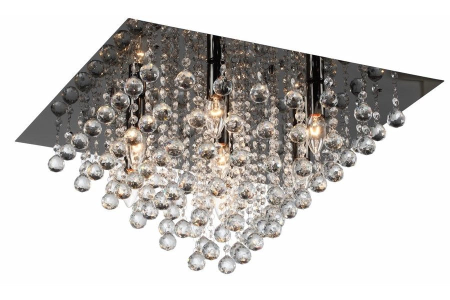 Plafoniera Reality Lancaster Crystal nera quadra 7xE14
