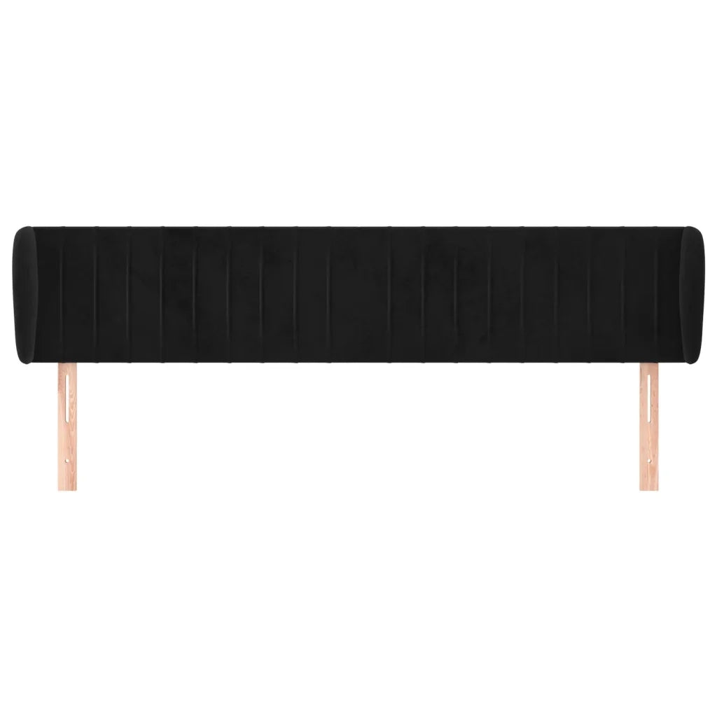 Testiera | Testata ad Orecchio Nera 183x23x78/88 cm in Velluto