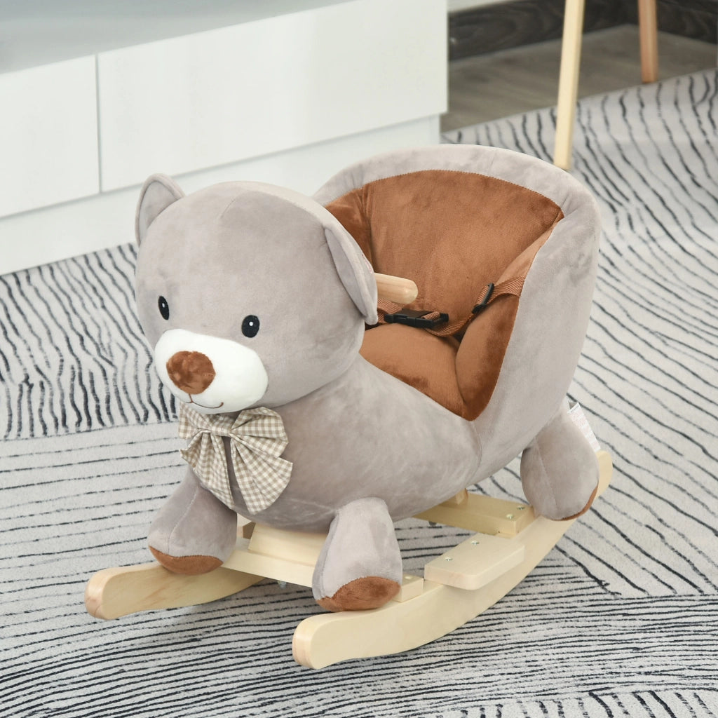 Cavallo a Dondolo Orso Interattivo ¨C Xylo ¨C Grigio 60x33x50cm Bambini 18-36 Mesi con Suoni